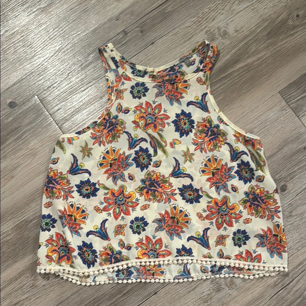 Charlotte Russe Cream Boxy Crop Tank Top